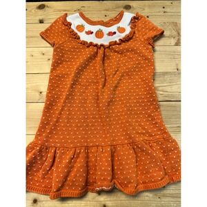 Gymboree Girls Orange Pumpkin Fall Dress - Knit Cotton, Size‎ 4T, Autumn
